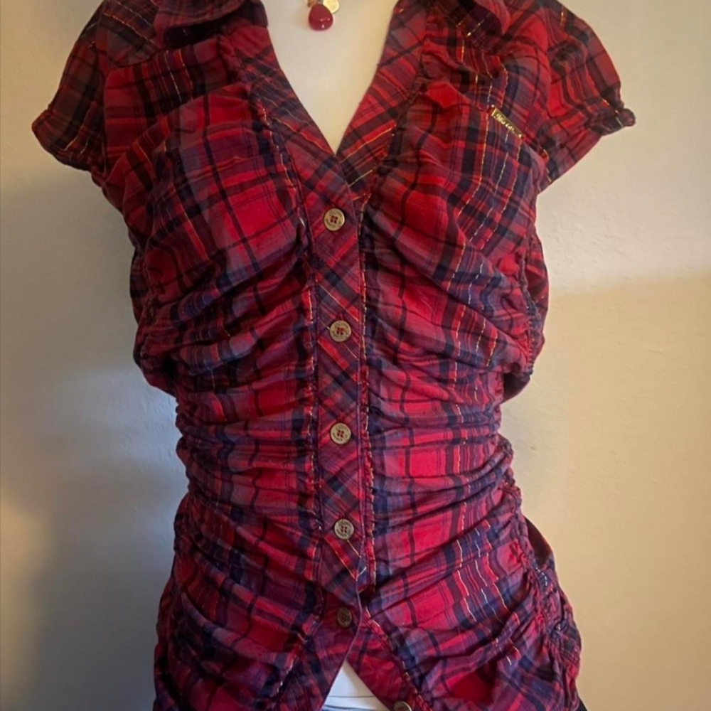 Apple Bottoms Red Plaid Button-Down Shirt